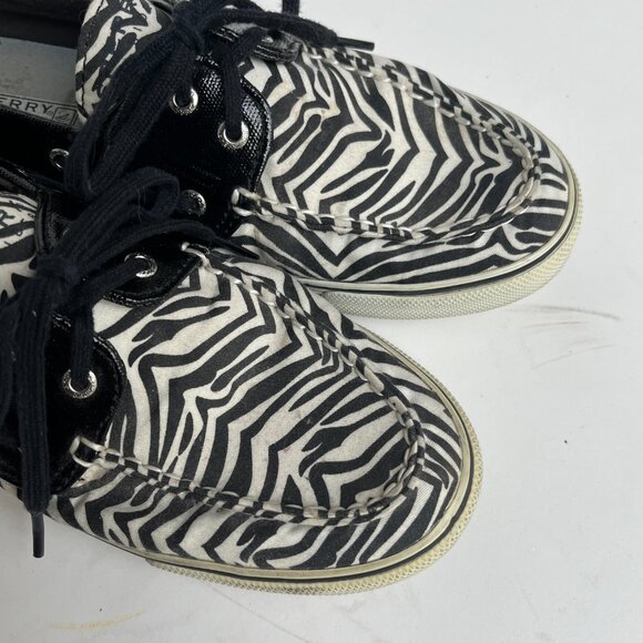 Sperry Top Sider Womens Black White Zebra Print Boat Shoes, Size 9.5 - Picture 3 of 11